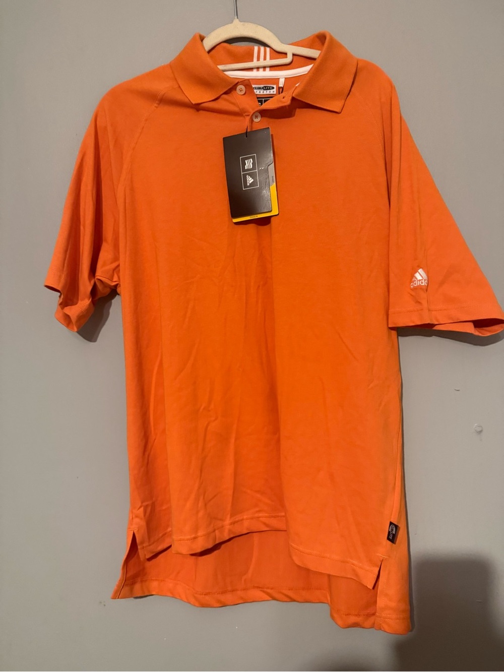 adidas Men’s Orange Polo Shirt with Stand Collar